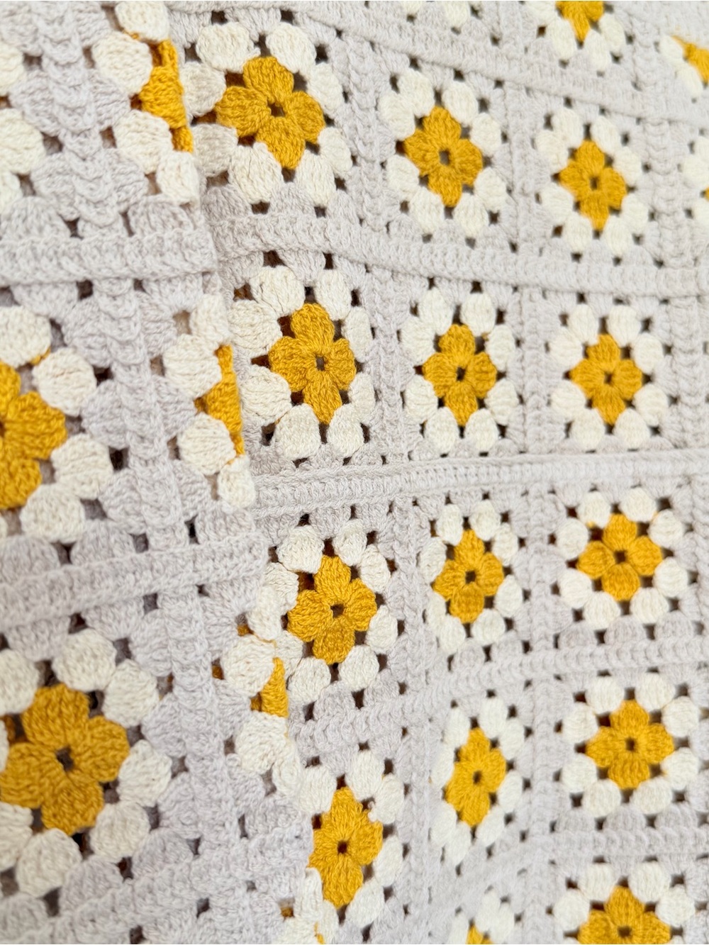 Boho Crochet Sweater with Yellow Daisy Motif - Picture 4 of 4
